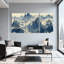 Paysage et nature, brume de montagne, temple, arbres, nuages, reflet, ciel, ensemble de 3 impressions sur toile-282055892