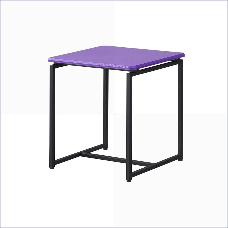 Ensemble de tables basses en fibre de carbone violet avec 2 tables de bout, structure en métal robuste et pieds réglables pour le salon