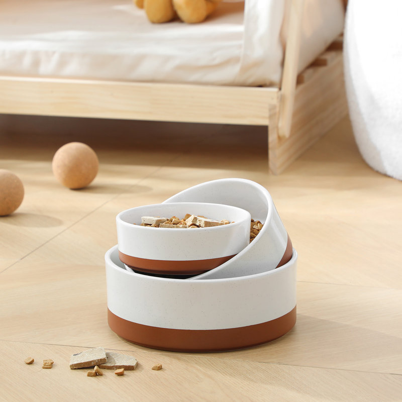 Sesame Glaze Anti-skid Stoneware Elevated Feeder, 480ml