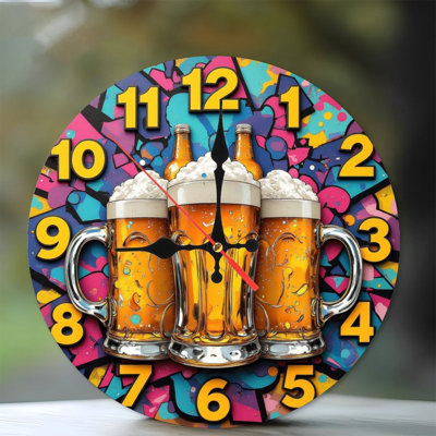 beer mugs clock