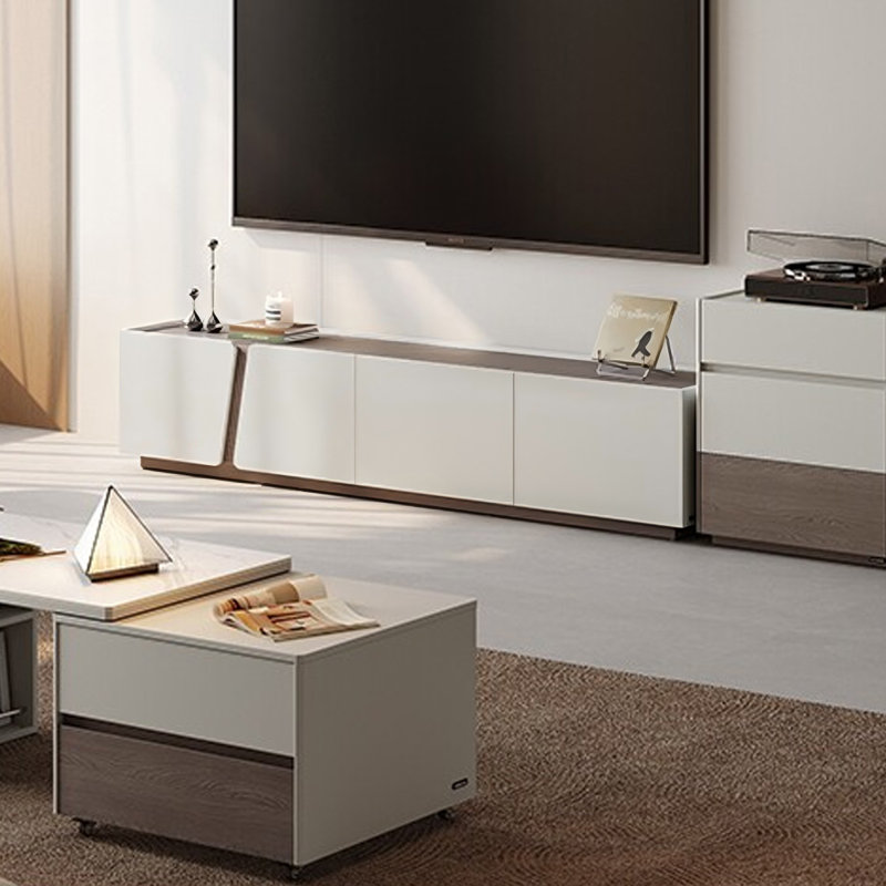 Modern Beige Manufactured Wood TV Stands, 16.93"H x 78.74"L x 16.26"W