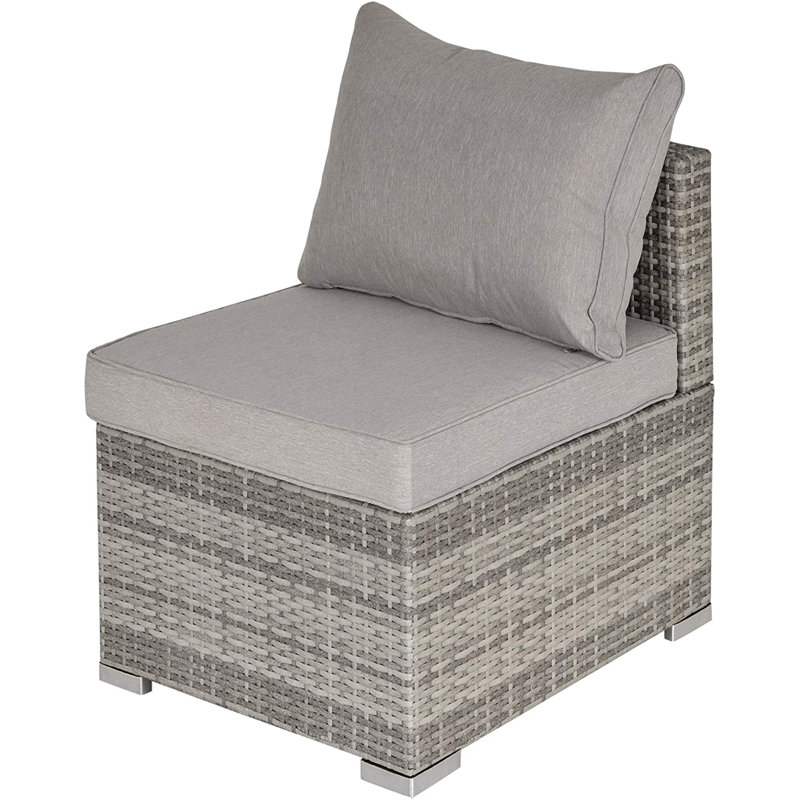 Gennett Wicker Outdoor Armless Lounge Chair, Light Grey/Beige