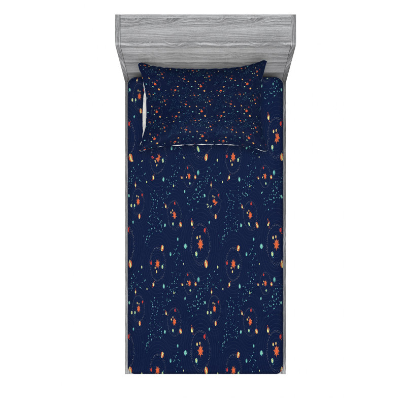 Microfiber Patterned Fitted Sheet, Twin Fitted Sheet with 1 Pillowcase