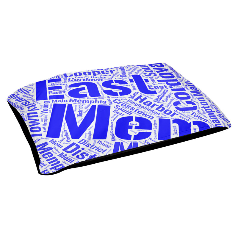 Coussin de chien « districts », Grand (l 40 po x P 30 po x H 14 po), Bleu, Memphis