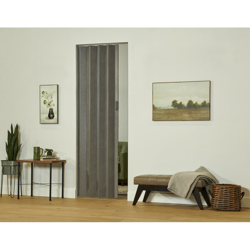 Porte accordéon en PVC / vinyle Spectrum Elite Flush, 36 po x 96 po, Lin gris