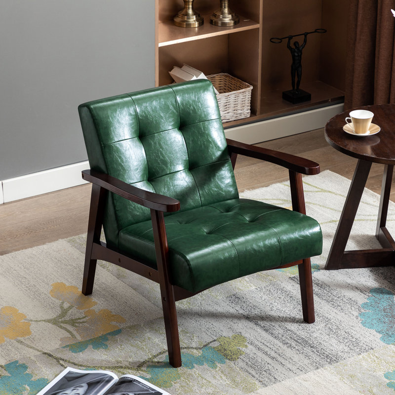 Deveral Faux Leather Armchair, Solid, Green Solid