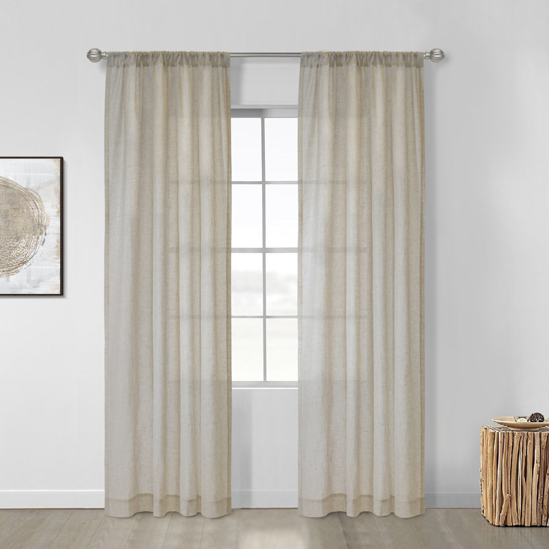 Vita Sheer Curtain Single Panel, Linen, 84" L x 50" W