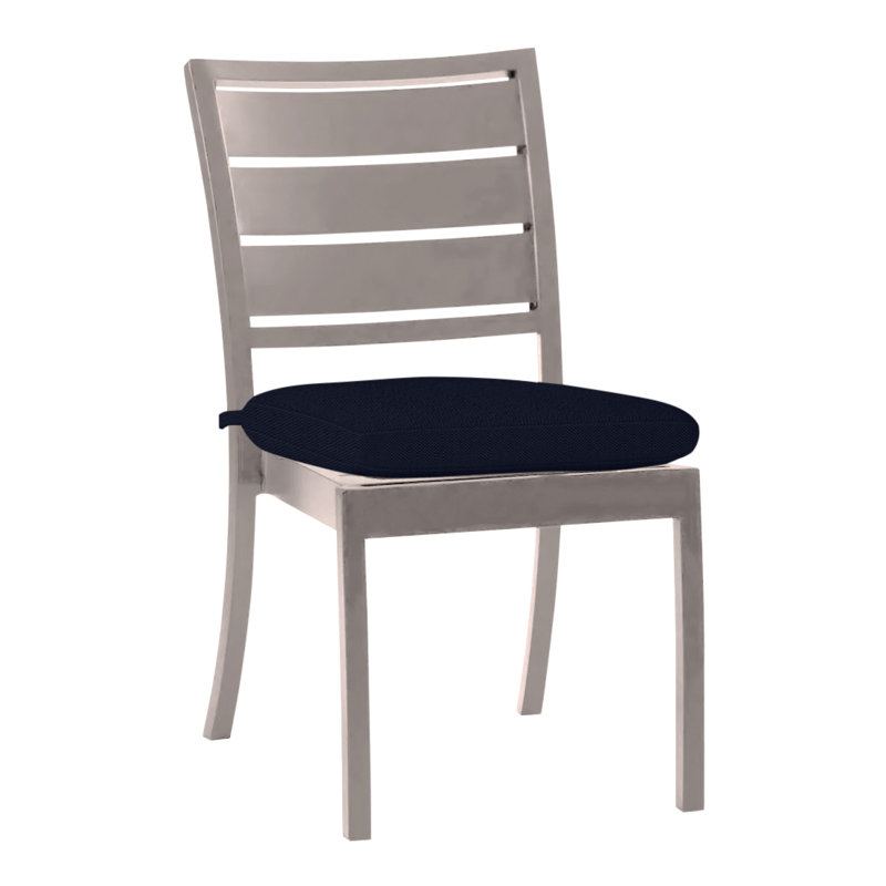 Chaise d'appoint en aluminium Charleston - Huître, Pas de soudure, Lin marine, Huître