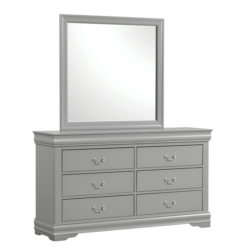 58" W Transitional Dresser, Gray, Gray