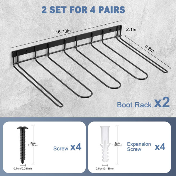 Wadder Rack Latitude Run® Boot Rack, Wader Hangers For Wall, 4 Pair Boot Organizer ...