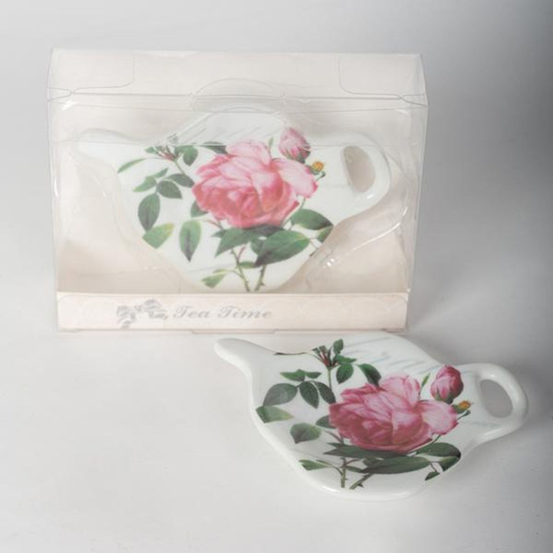 Ensemble de 2 porte-sachets de thé en porcelaine à motif de roses