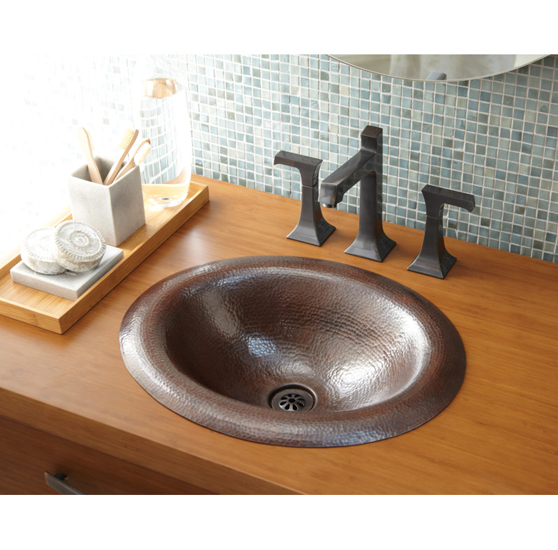 Maestro Metal Oval Drop-In Bathroom Sink, Antique Copper