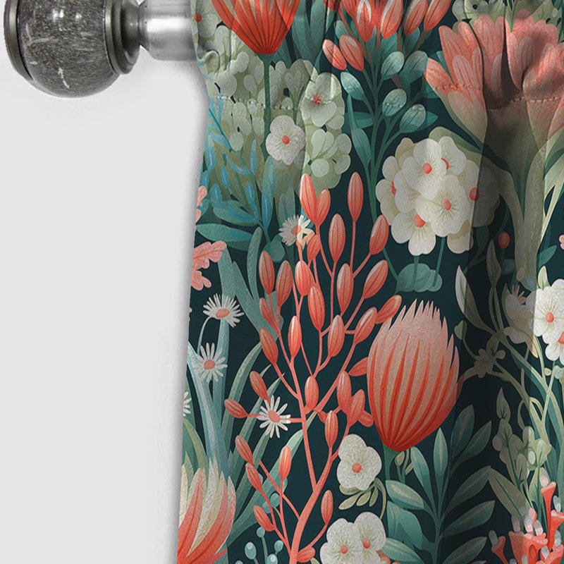 Tropical Reef Adventure - Motif rose I - Rideau floral - Rideau occultant floral - 1 panneau, L 52 po x L 108 po
