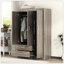 Armoire 3 portes avec 2 tiroirs, effet grain de bois gris-811827132