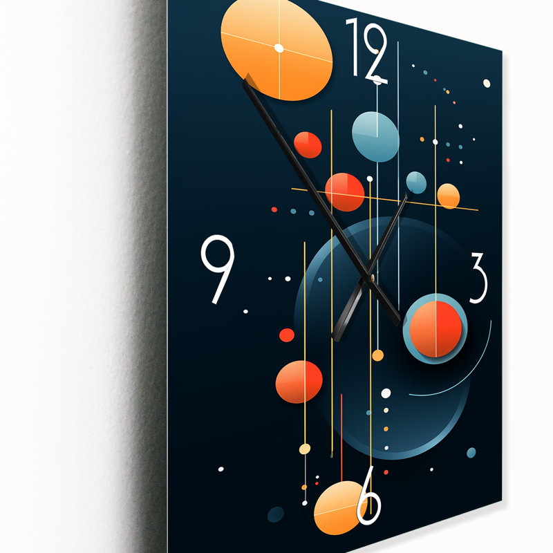 Retro Bliss - Circulaire géométrique abstraite - horloge murale moderne, H 32 po x l 16 po x P 1 po