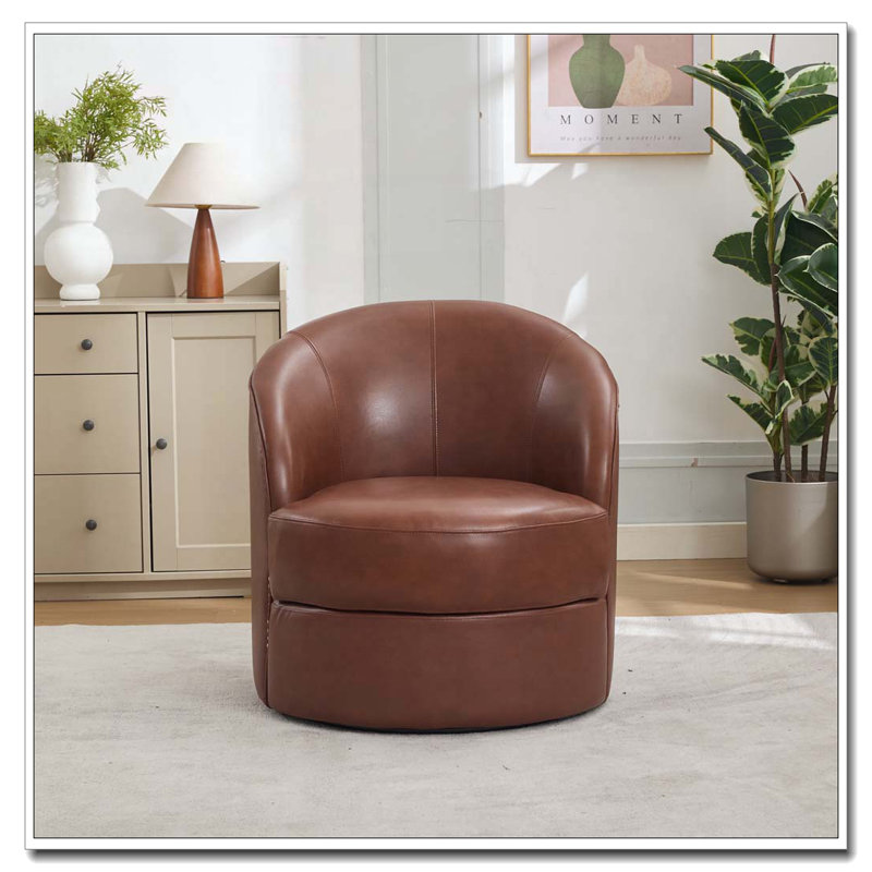 Fauteuil d'appoint pivotant en cuir, Brun