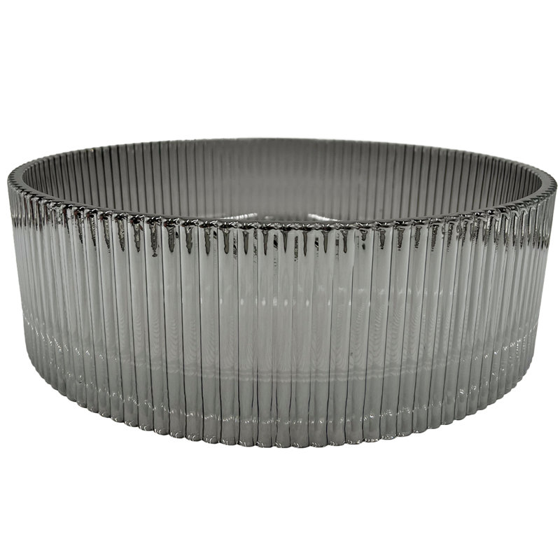 Timeless 14" Glass Circular Vessel Bathroom Sink, Light Black