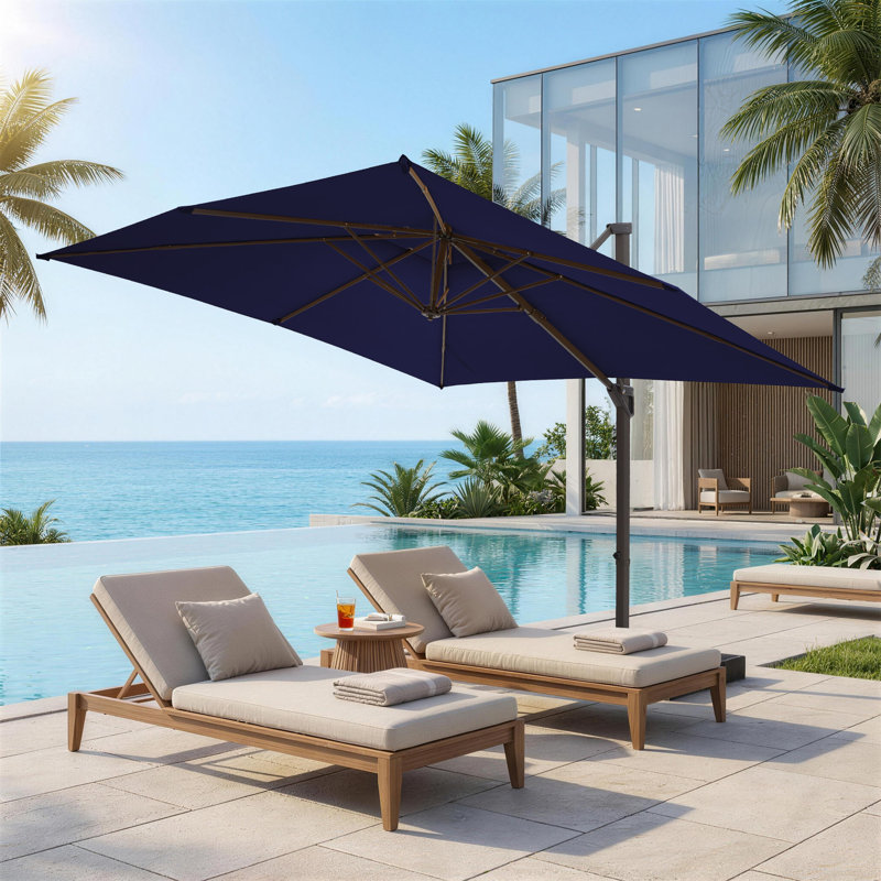 Parasol carré en porte-à-faux 120 po, Bleu marine