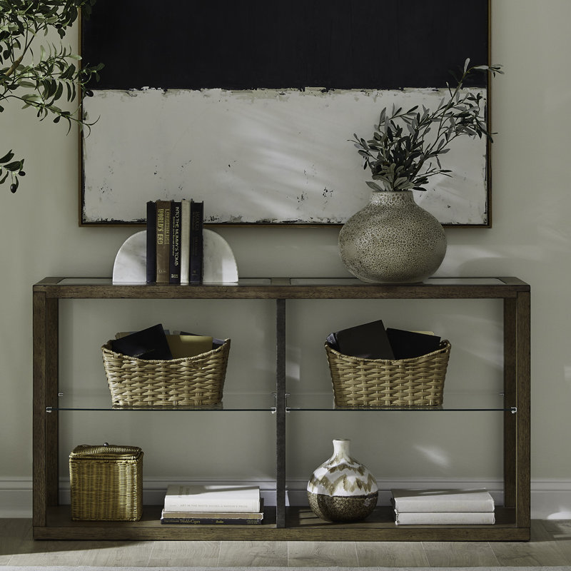 Table de canapé Tiznit avec tablettes flottantes en verre