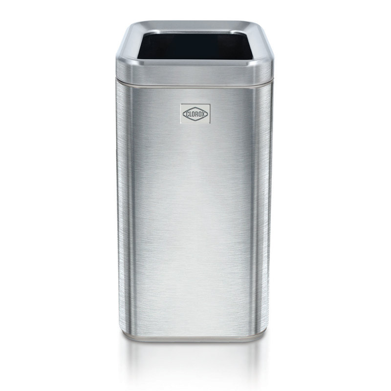 Poubelle à couvercle mince 2,6 gallons Clorox, Argent argent