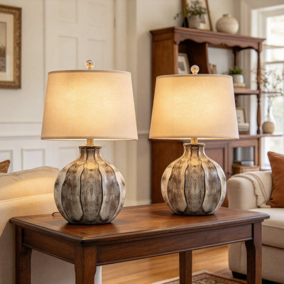 23" Farmhouse Rustic Resin Table Lamp