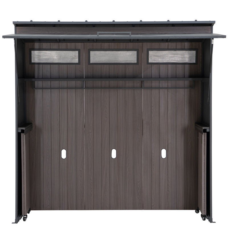 SUNJOY 7' x 3' Outdoor Kitchen / Grill Station with Overhead Lift-Up Door & Folding Sliding Doors for Compact Space