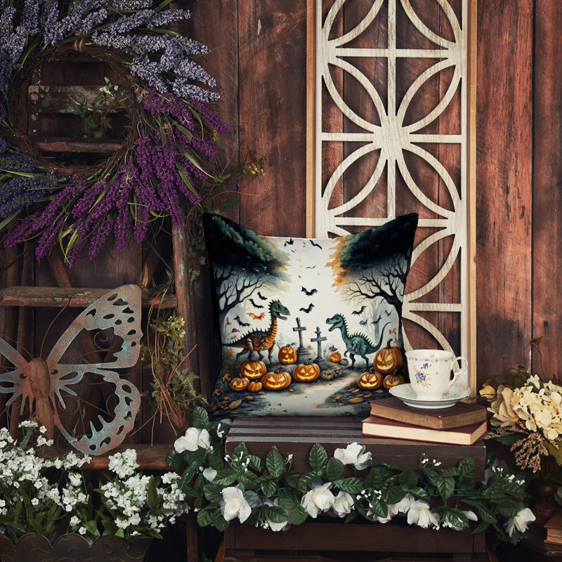 Coussin décoratif intérieur / extérieur en polyester More / Spooky More Spooky Halloween, 14 po x 14 po