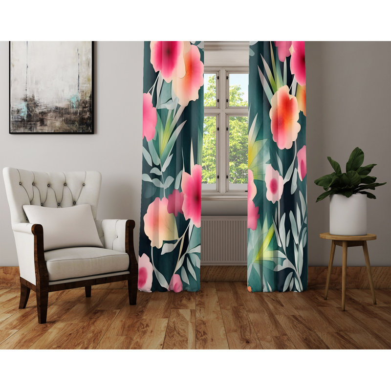 Paire de rideaux semi-transparents en polyester Dhirender, L 40 po x L 61 po