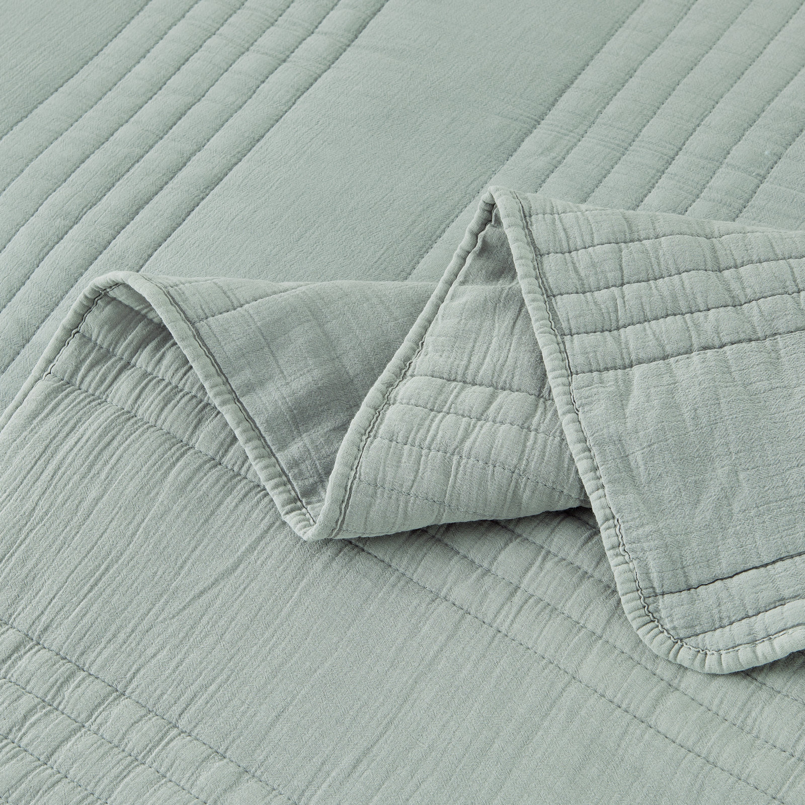 Cotton Quilt Set, Twin Quilt + 1 Standard Sham, Canary Green