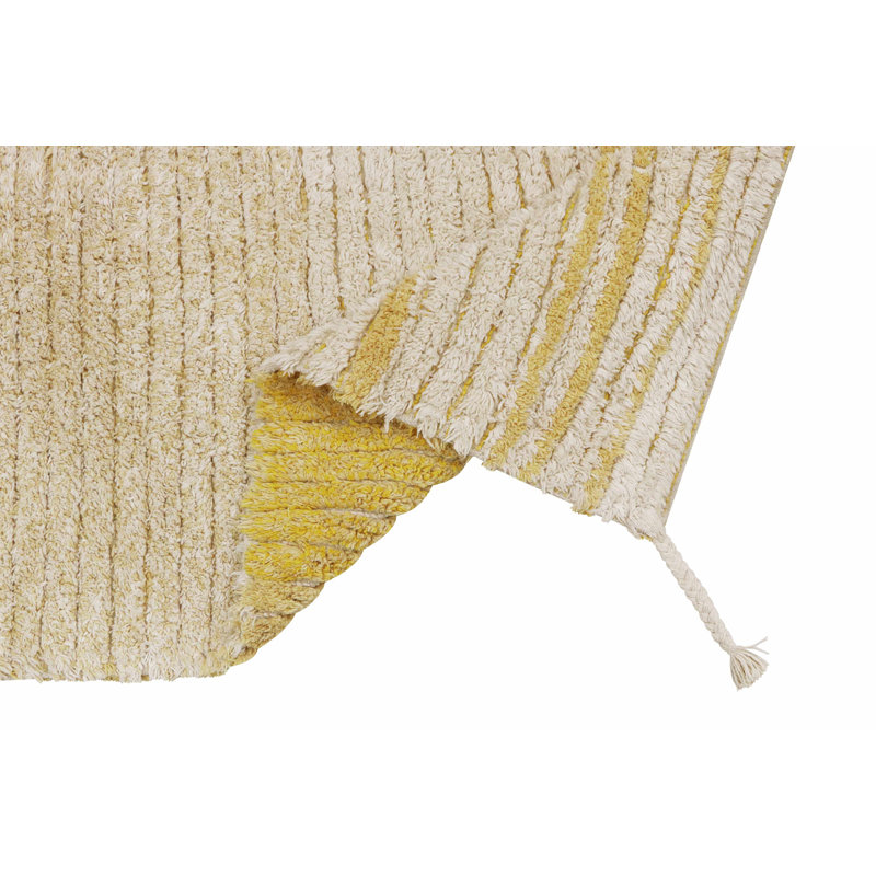Reversible Hand Tufted Cotton Area Rug in Natural/Light Honey/Dark Honey/Amber, Rectangle 2' 7" x 4' 7"