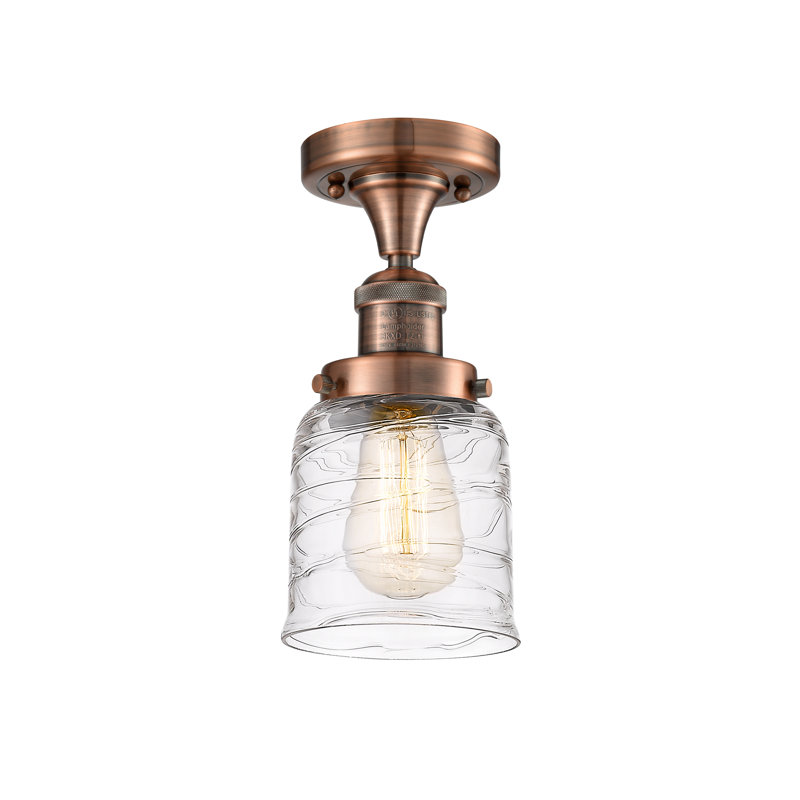 Plafonnier semi-encastré à 1 lumière 5 po Archambault, Ampoule DEL 6 watts Vinage, Cuivre antique, Tourbillon transparent