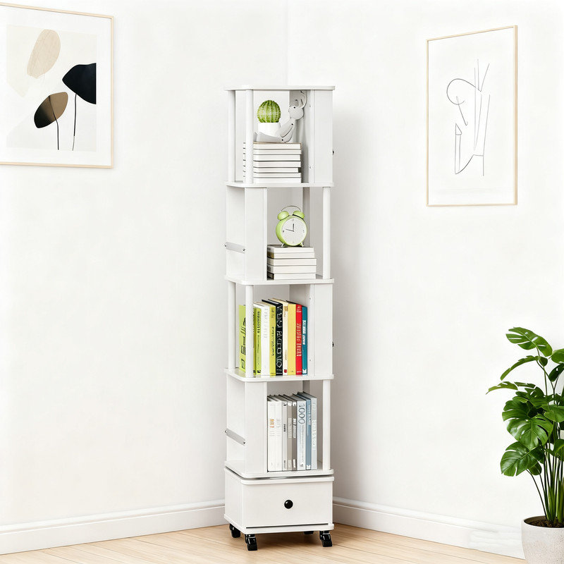 4-Tier Rotating Storage Bookcase
