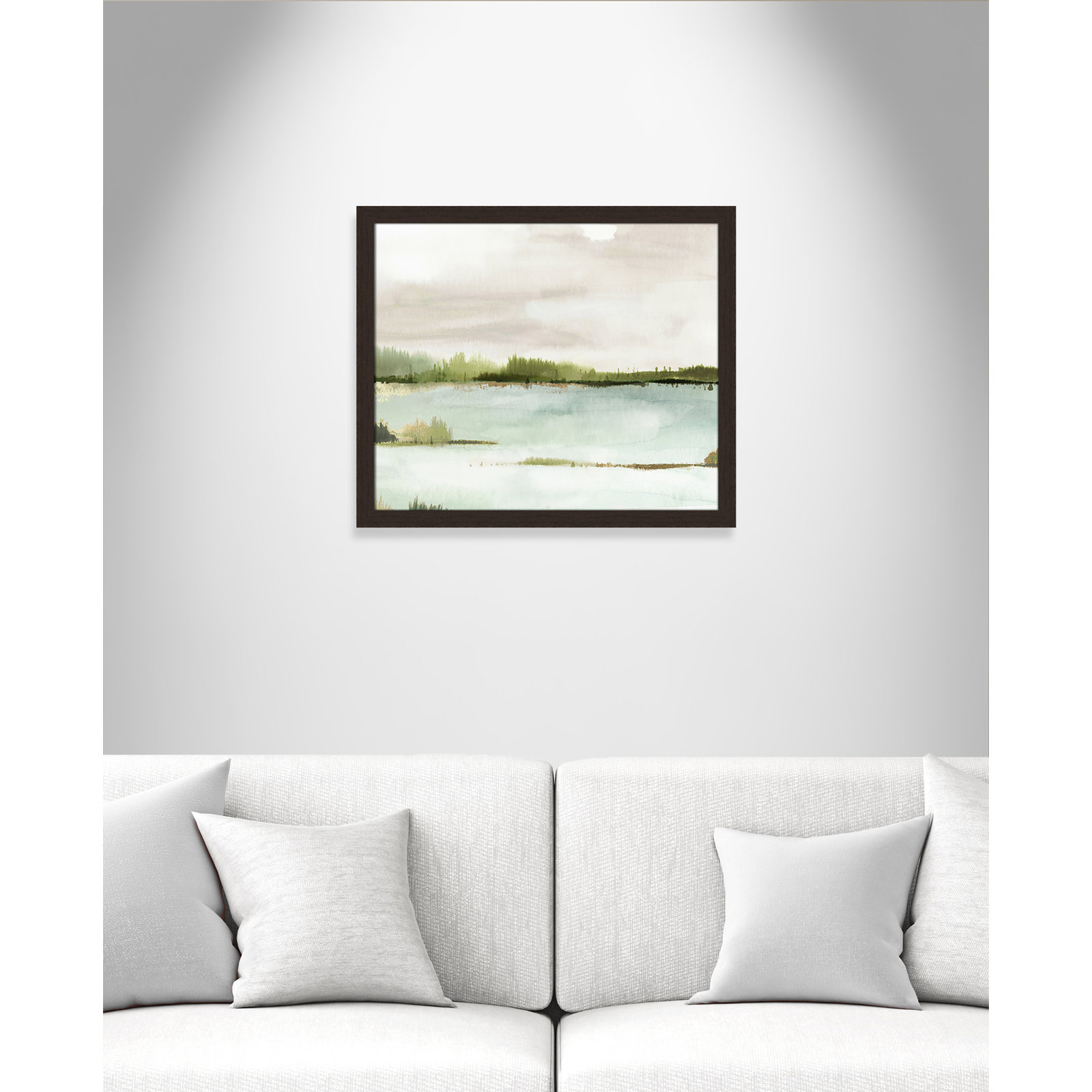 Adamsville "Silent Lake" Painting, 22.5" H x 26.5" W x 1.12" D, Walnut Framed