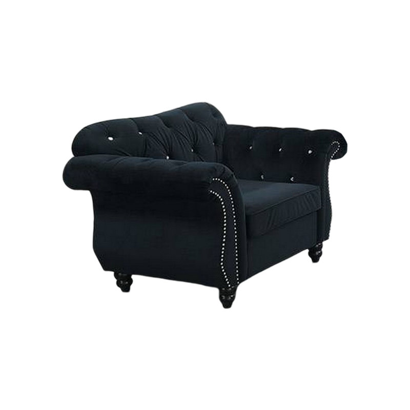 Velvet Chesterfield Chair, Black