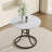 A Modern Minimalist Circular Dining Table, 33.3 - Inch Diameter, White Marble Textured Pattern Desktop, Uniquely Shaped Metal Legs, Elegant & Practical For Dining Spaces