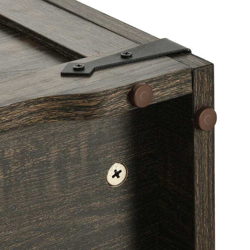 Farmhouse Storage Trunk Organizer Chest Bench Trunk With 2 Safety Hinges For Entryway, Bedroom And Living Room, Black Oak