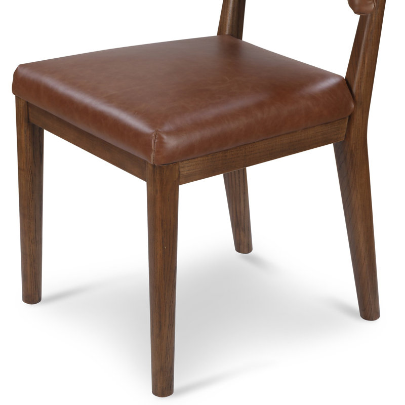 Cardell Fabric Side Chair in Alcala Nickel, Genuine Leather Brown, Brown
