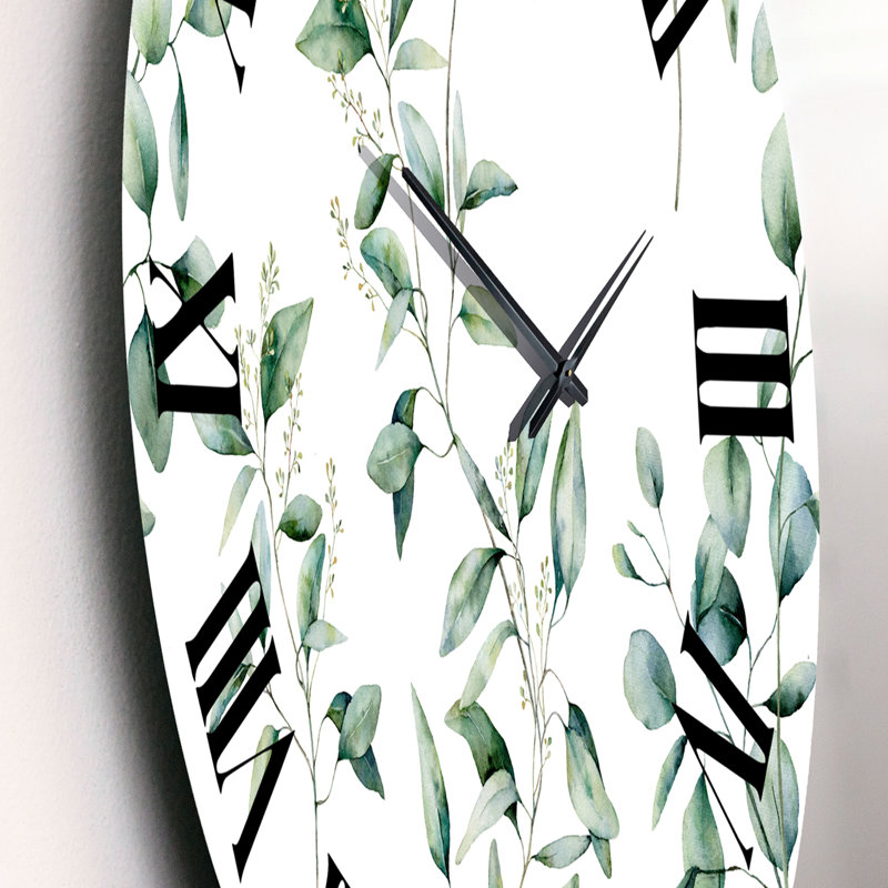 Green Eucalyptus Branches IV - Horloge murale traditionnelle, Petit