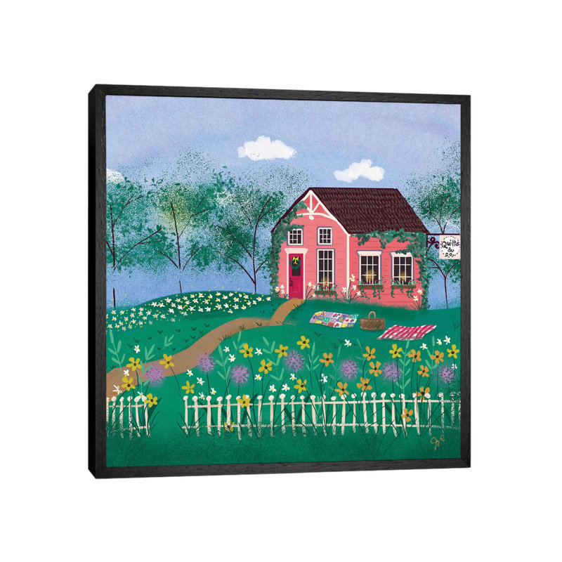 Folk Art Fusion III by Joy Laforme - Painting on Canvas, Black Framed, 66.04cm H x 66.04cm W x 3.81cm D