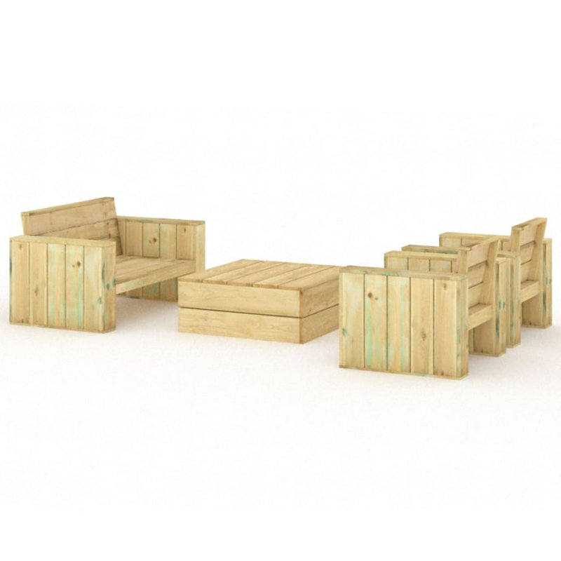 Brambly Cottage 4 Piece Garden Lounge Set Impregnated Solid Wood Pine