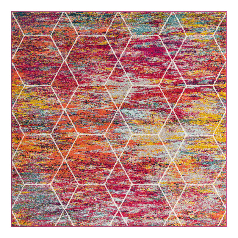 Geometric Indoor Rug, Square 4'1"