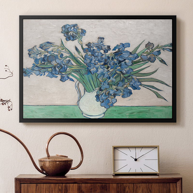 Irises, 1890 - Vincent van Gogh, toile tendue avec châssis, 16 x 24, Noir