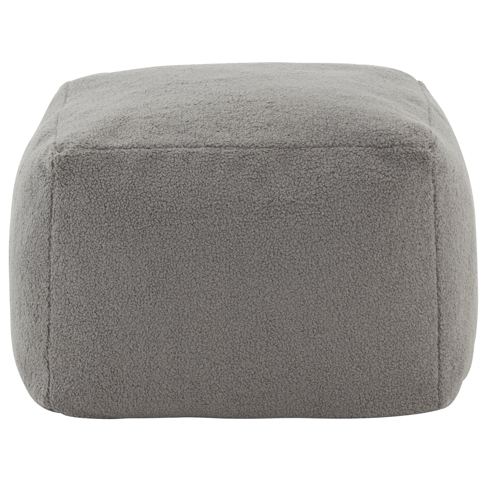 Inaki Upholstered Pouf, Gray Faux Lams Wool