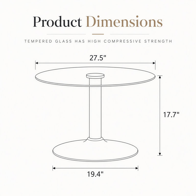 Table basse moderne 27,5 po Modern, Transparent / Argent