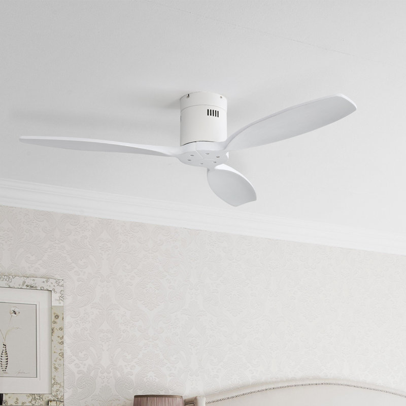 Nicola 52" 3 - Blade Flush Mount Ceiling Fan with remote control,  Matte White