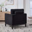 Fauteuil d'appoint de style campagne moderne de 35,4 po de largeur avec pieds en finition noire, fauteuil d'appoint avec base en bois et canapé avec deux traversins-262476763-262476765