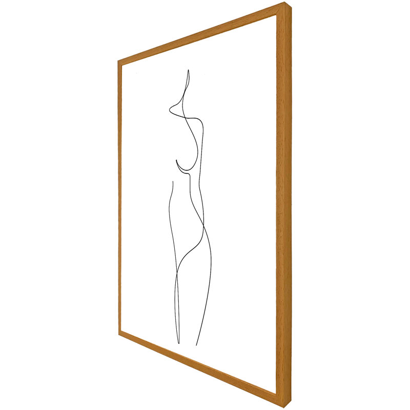 Atcliffe Line Art Drawing Of Woman - Single Picture Frame Print, 31cm H x 25cm W x 4cm D, Brown Framed