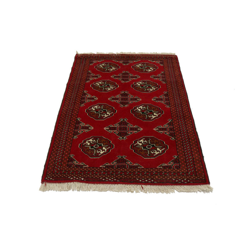 Tapis décoratif en laine noué à la main de conception unique 3 pi 3 po x 4 pi 9 po new age turkoman