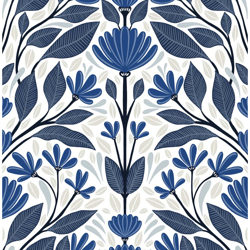 Rouleau de papier peint adhésif Ajang Wheat Folk L 18 pi x l 20,5 po, Bleu saphir / pavé