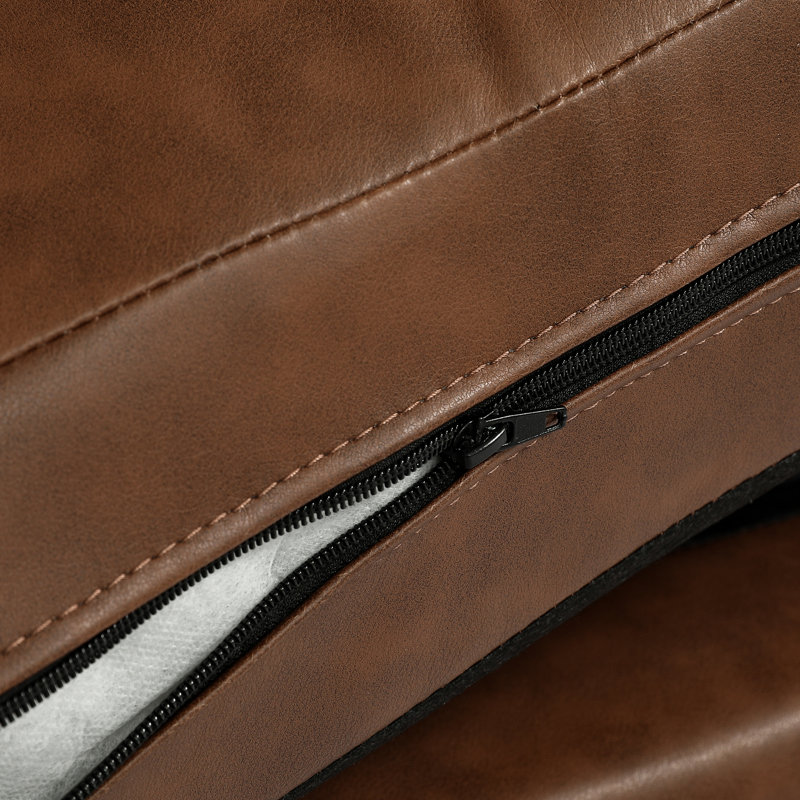 Duward Faux Leather Brown Button Tufted Wingback Accent Chair with Rolled Arm and Thick Padded Cushion, Brown Faux Leather